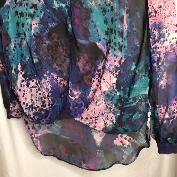 Bisou Bisou Colorful Women’s sheer Blouse Sz. S - Picture 2 of 5